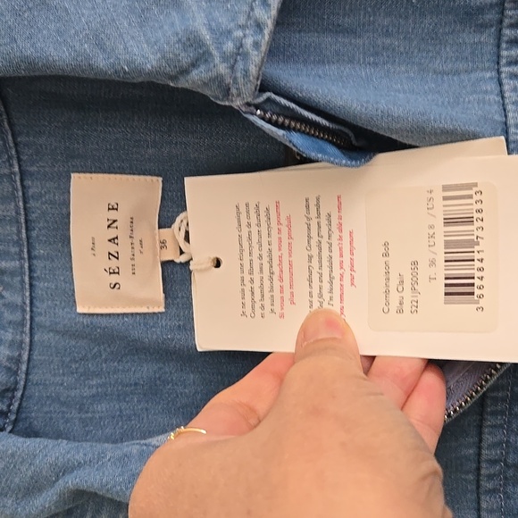 Sezane Bob 100% cotton Denim Jumpsuit - Picture 7 of 10